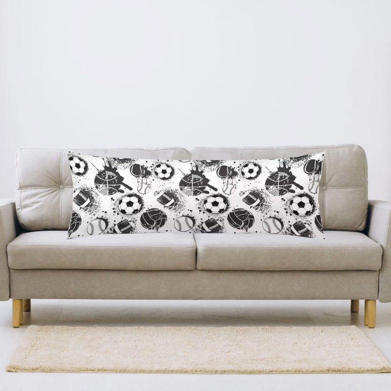 AELMARNEE Sport Theme Body Pillow Cover Sports White and Black Baseball Softball Rugby American Football Long Pillow Case with Zipper Decorative Bedding Pillowcase Soft Cushion Pillow Case for Bedroom 20"x54" - Image 4